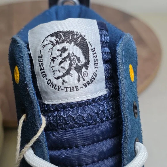 Diesel S-Dvelows High Top Sneakers Mens 12.5 Navy Blue Suede Mesh Casual Shoes